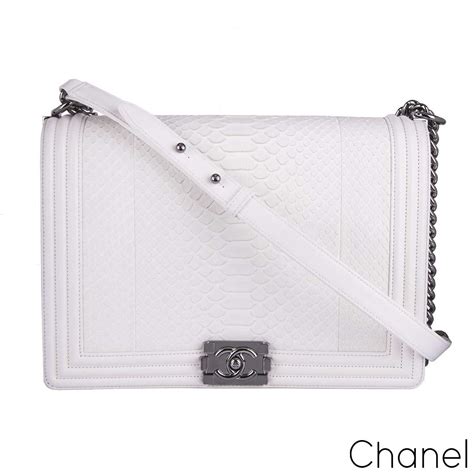 chanel white python boy bag|python Chanel handbags sale.